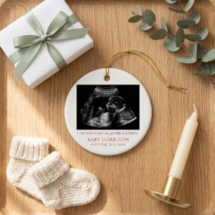 Ultrasound Photo Pregnancy Announcement Ceramic Ornament