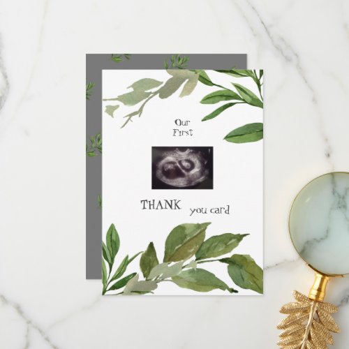 Ultrasound Photo Thanks Twins Viewpoint Foliage Thank You Card