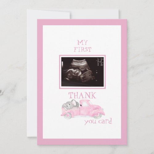 Ultrasound Photo Truck Thanks Pink Baby Viewpoint Thank You Card
