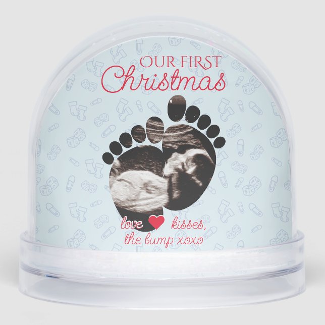 Ultrasound Pregnancy Announcement 1st Christmas Snow Globe (Front)
