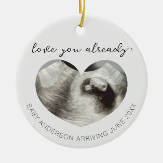 Ultrasound Pregnancy Announcement Keepsake Heart Ceramic Ornament