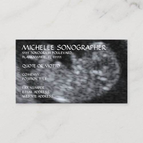 Ultrasound Sonographer Business Card