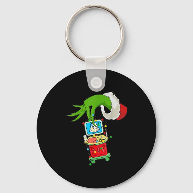 Ultrasound Sonographer Merry Christmas Xmas Pajama Keychain (Front)