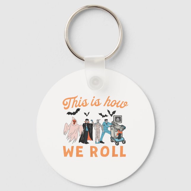 Ultrasound Tech Ghosts Vascular Tech Sonographer H Keychain (Front)