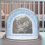 Ultrasound We Love You Already Keepsake Snow Globe<br><div class="desc">This soft pastel colors ultrasound snow globe is a heartfelt way to celebrate the joy of expecting a baby. With delicate white heart details, elegant lettering, and space for a personalized baby name and date, this design captures the love and anticipation of a growing family. The simple, modern look makes...</div>