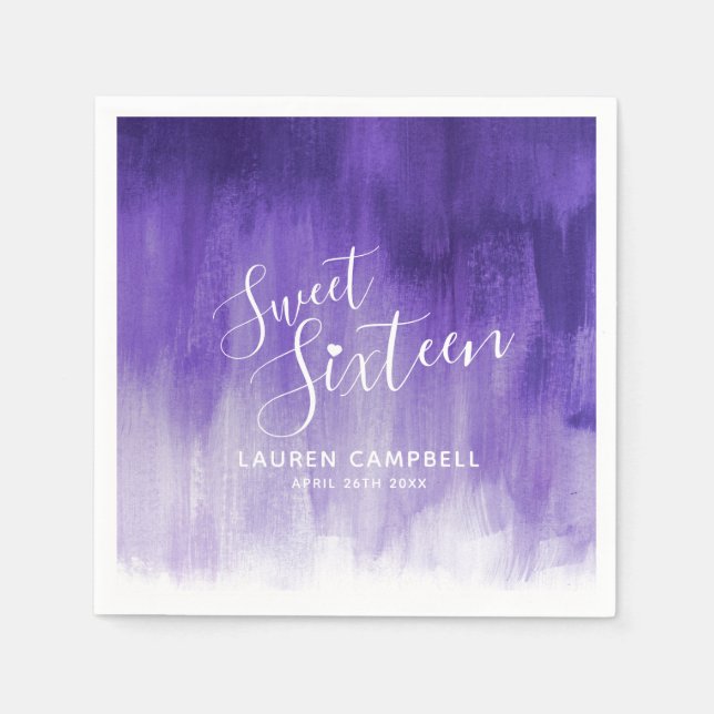 Ultraviolet abstract modern art sweet 16 birthday napkins (Front)