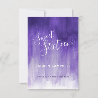 Ultraviolet abstract modern art sweet 16 RSVP card