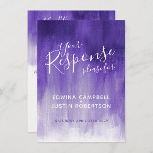 Ultraviolet abstract modern art wedding reply RSVP Invitation