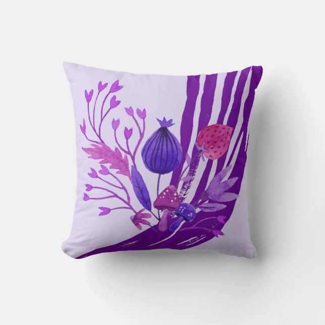 Ultraviolet and White Abstract Floral Pillow (Front)