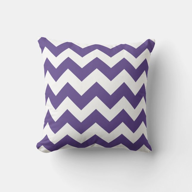 Ultraviolet and White Chevron Stripes Pillow (Front)