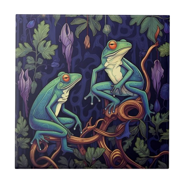 Ultraviolet Frogs Tile (Swamp Collection) (Front)