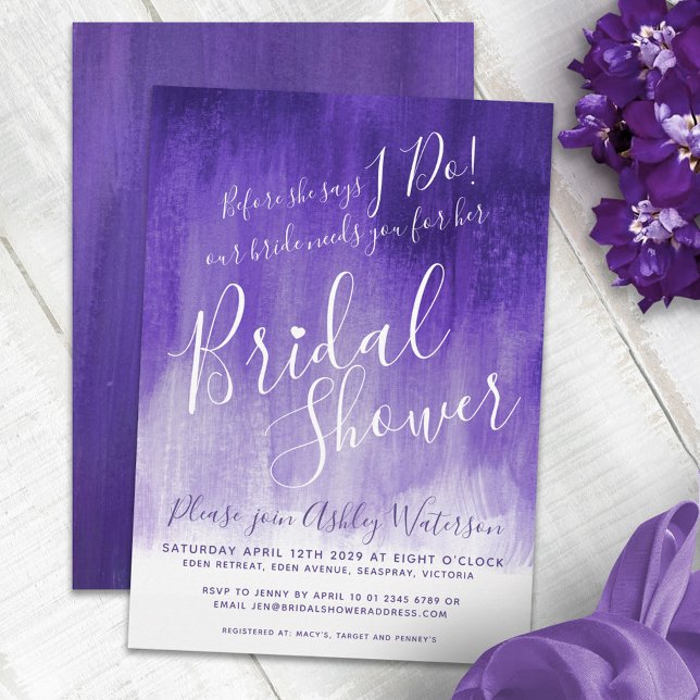 Ultraviolet purple art bridal shower invites (Creator Uploaded)