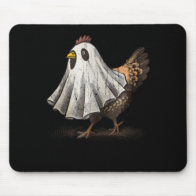 Ultrygeist Chicken, Chicken Ghost, Funny Halloween Mouse Pad (Front)