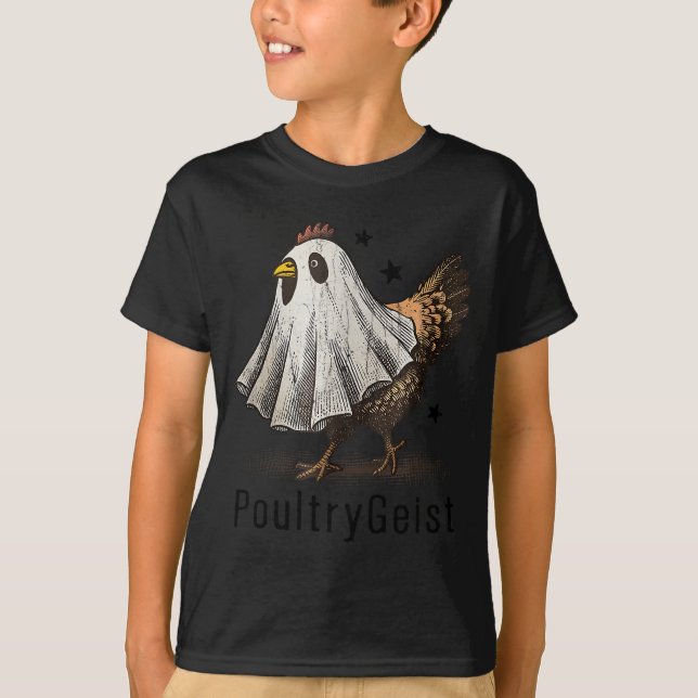 Ultrygeist Chicken, Chicken Ghost, Funny Halloween T-Shirt (Front)