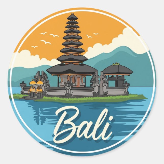 Ulun Danu Bali Indonesia Travel Abstract Classic Round Sticker (Front)