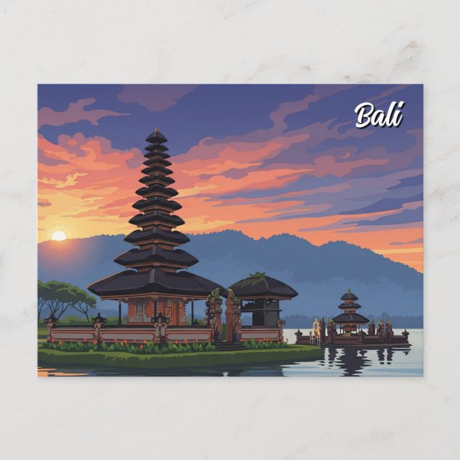 Ulun Danu Bali Indonesia Travel Holiday Postcard (Front)