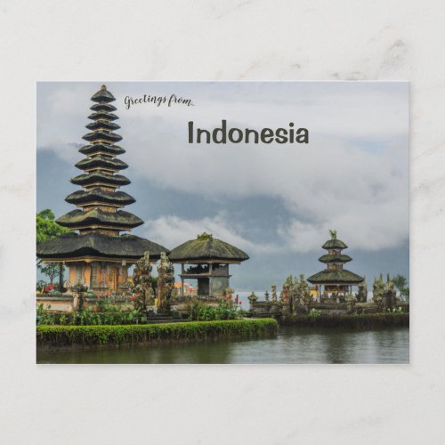 Ulun Danu Beratan Temple Bali Indonesia Postcard
