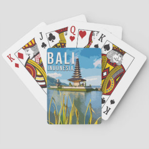Ulun Danu Beratan Temple Indonesia Watercolor Poker Cards