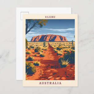 Uluru Australia Elegant Art Vintage Travel Postcard
