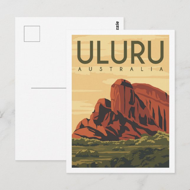 Uluru Australia Famous Travel Place Illustration Postcard (Front/Back)