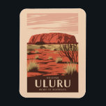 Uluru Australia Travel Art Vintage Magnet<br><div class="desc">Uluru retro vector travel design. Uluru,  one of Australia’s most iconic natural landmarks,  is a massive sandstone monolith in the heart of the Northern Territory’s Red Centre.</div>