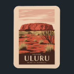 Uluru Australia Travel Art Vintage Magnet<br><div class="desc">Uluru retro vector travel design. Uluru,  one of Australia’s most iconic natural landmarks,  is a massive sandstone monolith in the heart of the Northern Territory’s Red Centre.</div>