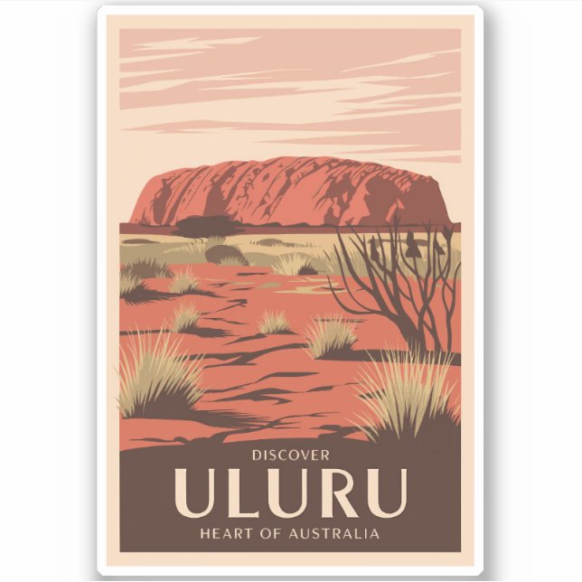 Uluru Australia Travel Art Vintage Sticker (Front)
