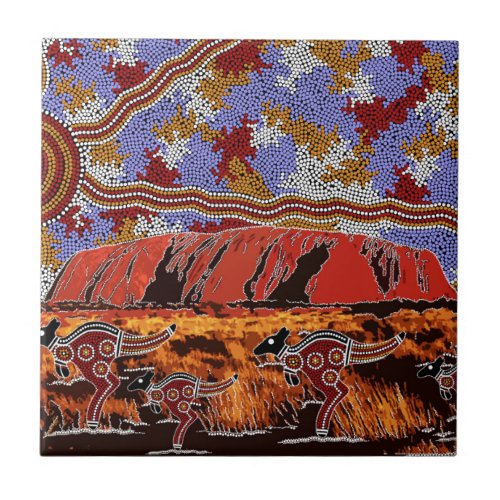 Uluru _ Authentic Aboriginal Art Ceramic Tile
