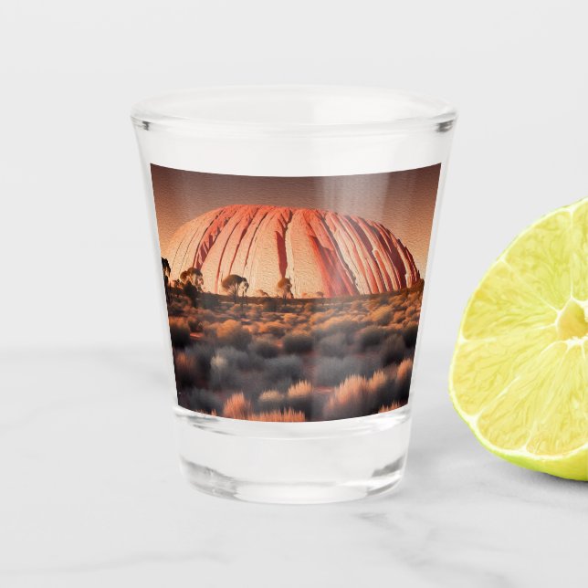 Uluru "Ayers Rock" Australia Oil Paint,  Shot Glass (Front)