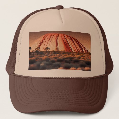 Uluru Ayers Rock Australia Oil Paint  Trucker Hat