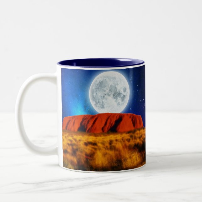 ULURU Ayer's Rock Australian Outback Art Two-Tone Coffee Mug (Left)