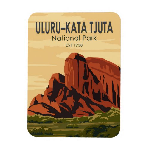 Uluru_Kata Tjuta National Park Australia Vintage  Magnet