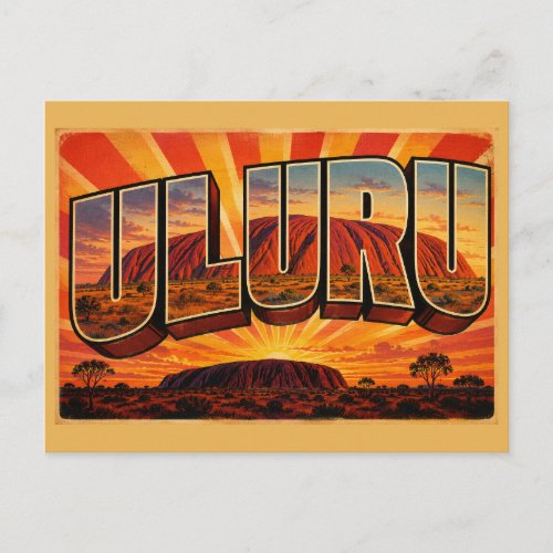 Uluru NT Australia Vintage Travel Art Postcard