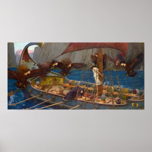 Ulysses and the Sirens by JW Waterhouse Poster