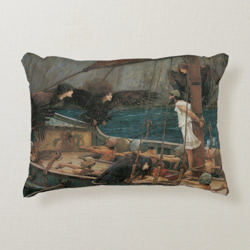 Ulysses and the Sirens by John William Waterhouse Decorative Pillow