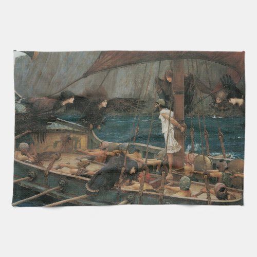 Ulysses and the Sirens by John William Waterhouse Kitchen Towel