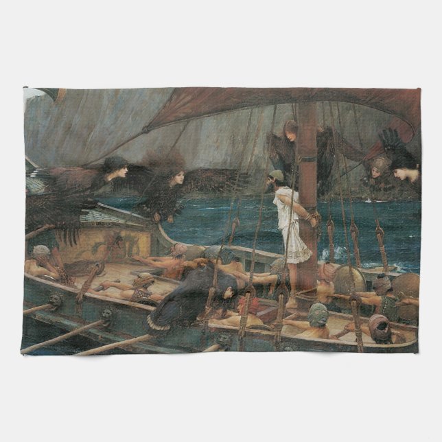 Ulysses and the Sirens by John William Waterhouse Kitchen Towel (Horizontal)