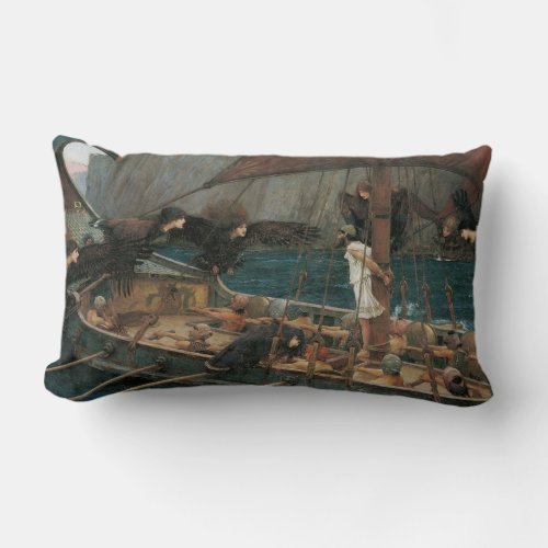 Ulysses and the Sirens by John William Waterhouse Lumbar Pillow