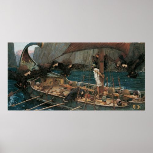 Ulysses and the Sirens by John William Waterhouse Poster