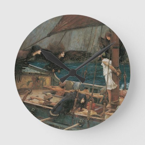 Ulysses and the Sirens by John William Waterhouse Round Clock