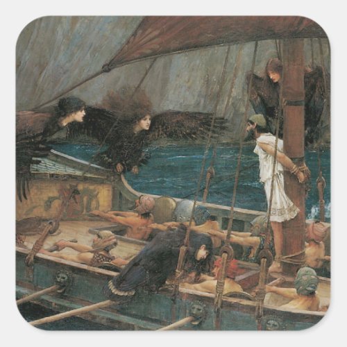 Ulysses and the Sirens by John William Waterhouse Square Sticker