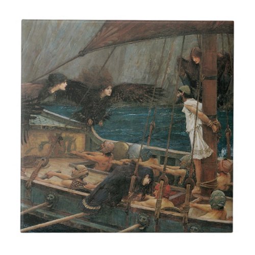 Ulysses and the Sirens by John William Waterhouse Tile