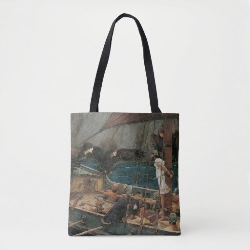 Ulysses and the Sirens by John William Waterhouse Tote Bag