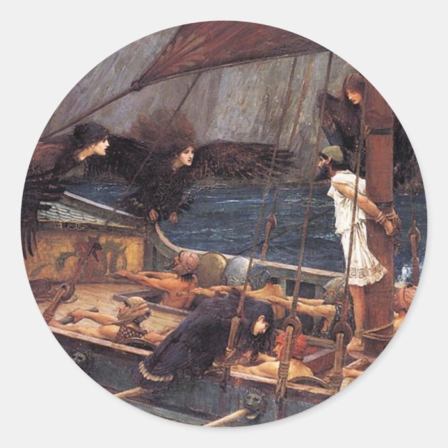 Ulysses and the Sirens Classic Round Sticker (Front)
