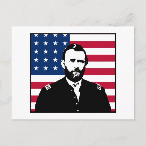 Ulysses S Grant and the American Flag Postcard