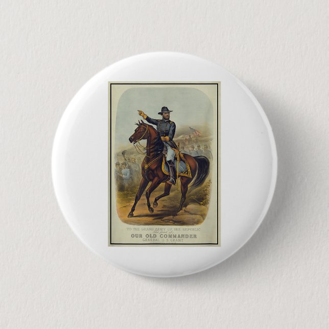 Ulysses S. Grant On Horseback  Button (Front)