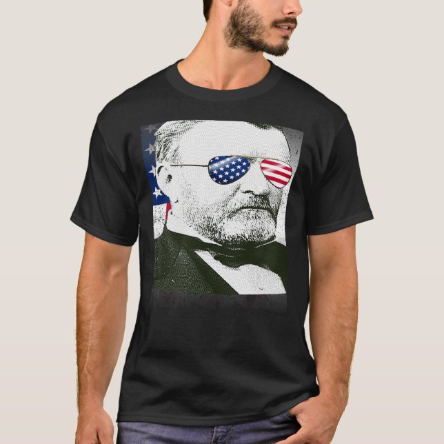Ulysses S Grant USA Flag Patriotic American Flag 4 T-Shirt (Front)