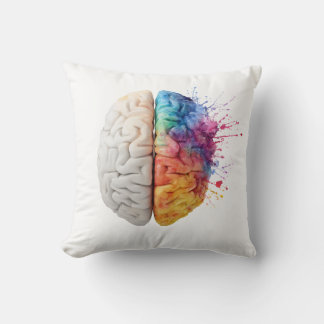 Um cérebro dividido entre os lados, almofada throw pillow