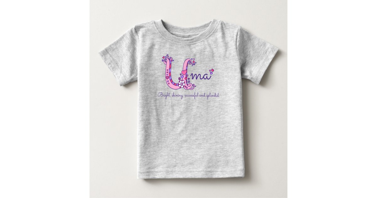 Uma Initial Doodle Art Name Meaning Pink Purple Baby T Shirt