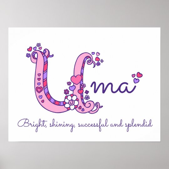 Uma initial doodle art name meaning poster